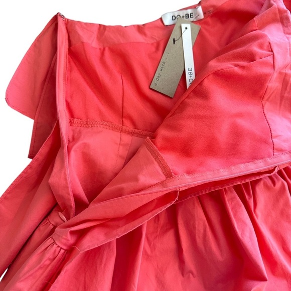 Do + Be One Shoulder Ruffle Shorts Romper Coral Sz Medium NWT - Picture 15 of 16